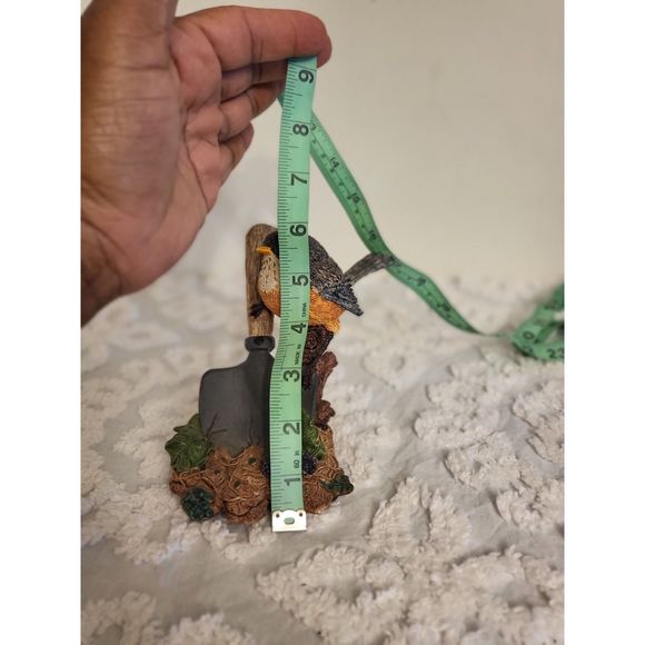 Wellington Collection Bird Perching On a Shovel Figurine with Berries - Picture 3 of 4